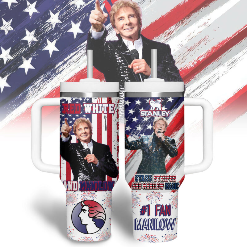 Barry Manilow Music Custom Stanley Quencher 40oz Stainless Steel Tumbler With Handle - Threewoofs