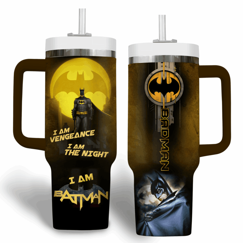 Batman Movies Custom Stanley Quencher 40oz Stainless Steel Tumbler With Handle - Threewoofs - Image 2