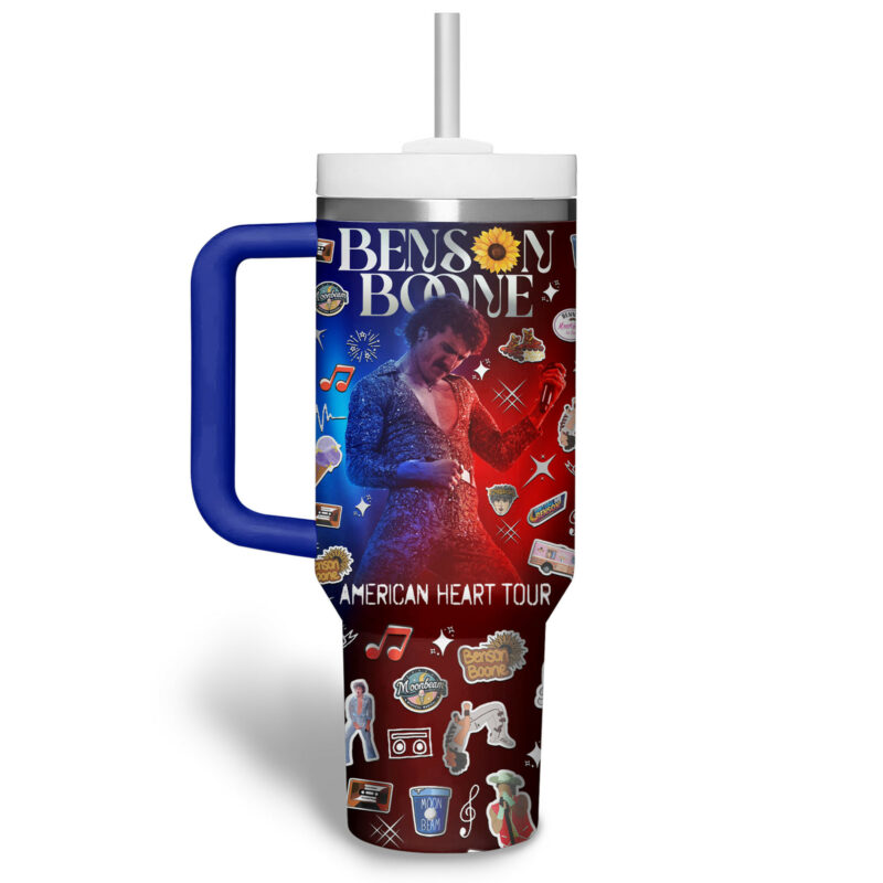 Benson Boone Music Custom Stanley Quencher 40oz Stainless Steel Tumbler With Handle - Threewoofs - Image 3