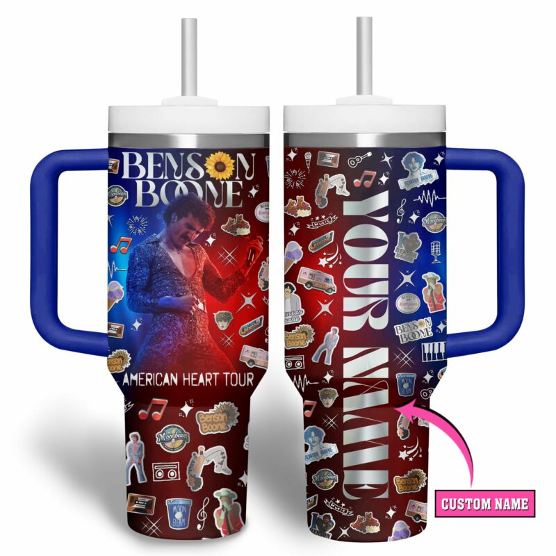 Benson Boone Music Custom Stanley Quencher 40oz Stainless Steel Tumbler With Handle - Threewoofs - Image 2