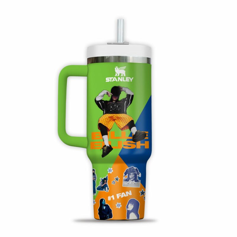 Billie Eilish Music Custom Stanley Quencher 40oz Stainless Steel Tumbler With Handle - Threewoofs - Image 2