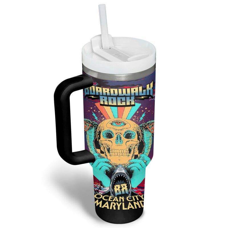 Boardwalk Rock Music Custom Stanley Quencher 40oz Stainless Steel Tumbler With Handle - Threewoofs - Image 3