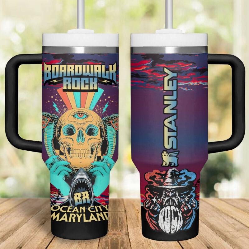 Boardwalk Rock Music Custom Stanley Quencher 40oz Stainless Steel Tumbler With Handle - Threewoofs - Image 6