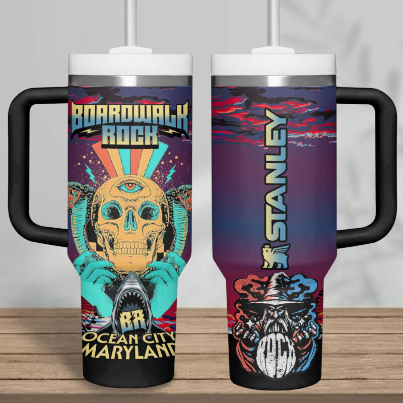 Boardwalk Rock Music Custom Stanley Quencher 40oz Stainless Steel Tumbler With Handle - Threewoofs - Image 5