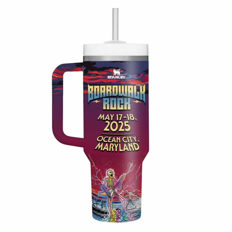 Boardwalk Rock Music Custom Stanley Quencher 40oz Stainless Steel Tumbler With Handle - Threewoofs - Image 3