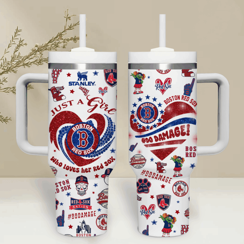 Boston Red Sox MLB Custom Stanley Quencher 40oz Stainless Steel Tumbler With Handle - Threewoofs - Image 2