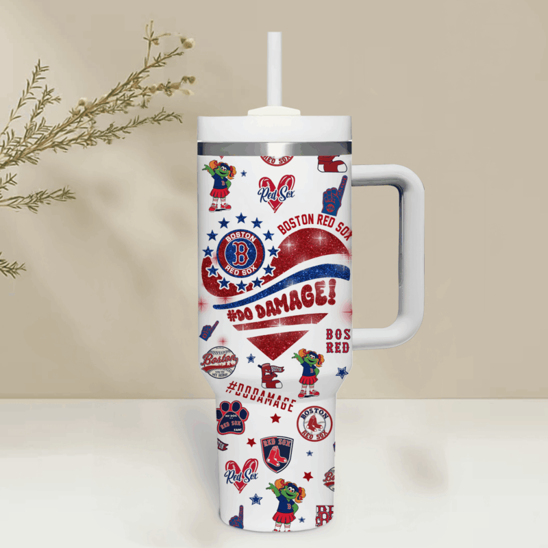 Boston Red Sox MLB Custom Stanley Quencher 40oz Stainless Steel Tumbler With Handle - Threewoofs - Image 4
