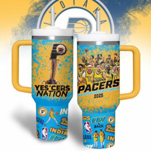 Indiana Pacers NBA Custom Stanley Quencher 40oz Stainless Steel Tumbler With Handle - Threewoofs