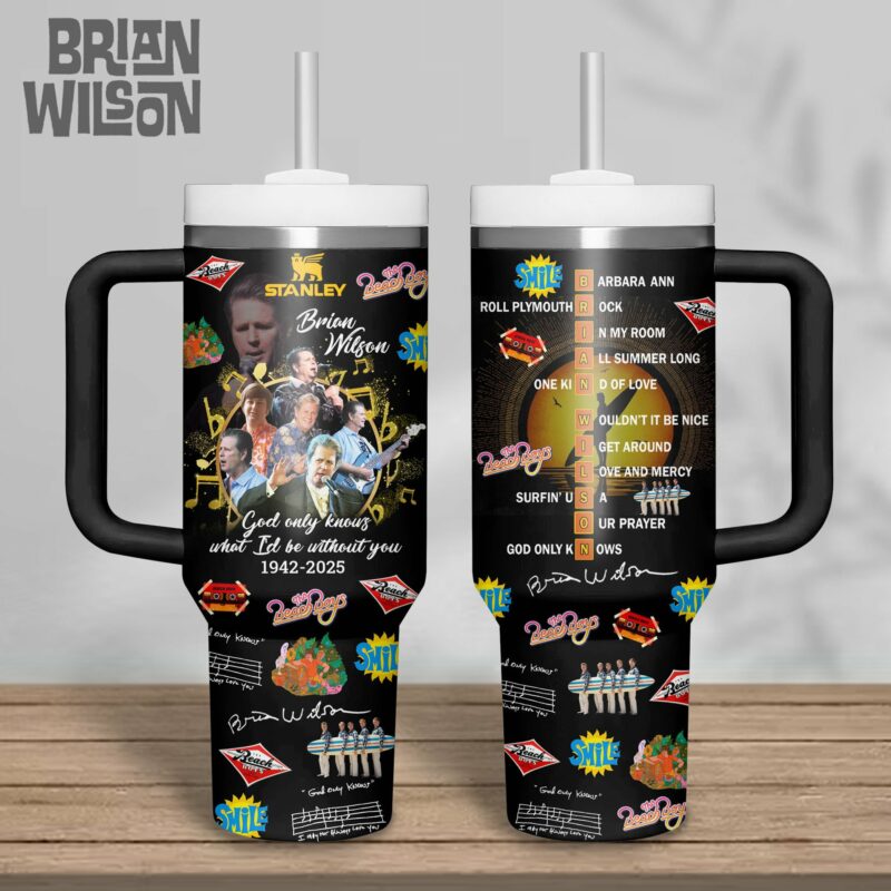 Brian Wilson Music Custom Stanley Quencher 40oz Stainless Steel Tumbler With Handle - Threewoofs