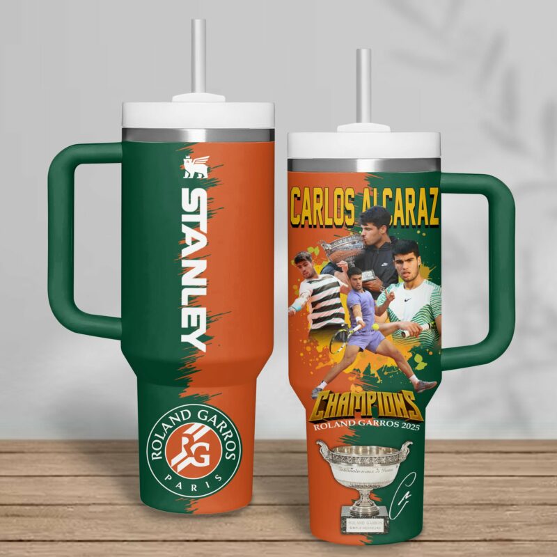 Carlos Alcaraz Sports Custom Stanley Quencher 40oz Stainless Steel Tumbler With Handle - Threewoofs - Image 3