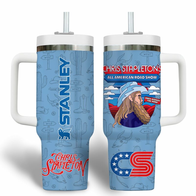 Chris Stapleton Music Custom Stanley Quencher 40oz Stainless Steel Tumbler With Handle - Threewoofs - Image 2