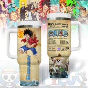 One Piece Anime Custom Stanley Quencher 40oz Stainless Steel Tumbler With Handle - Threewoofs