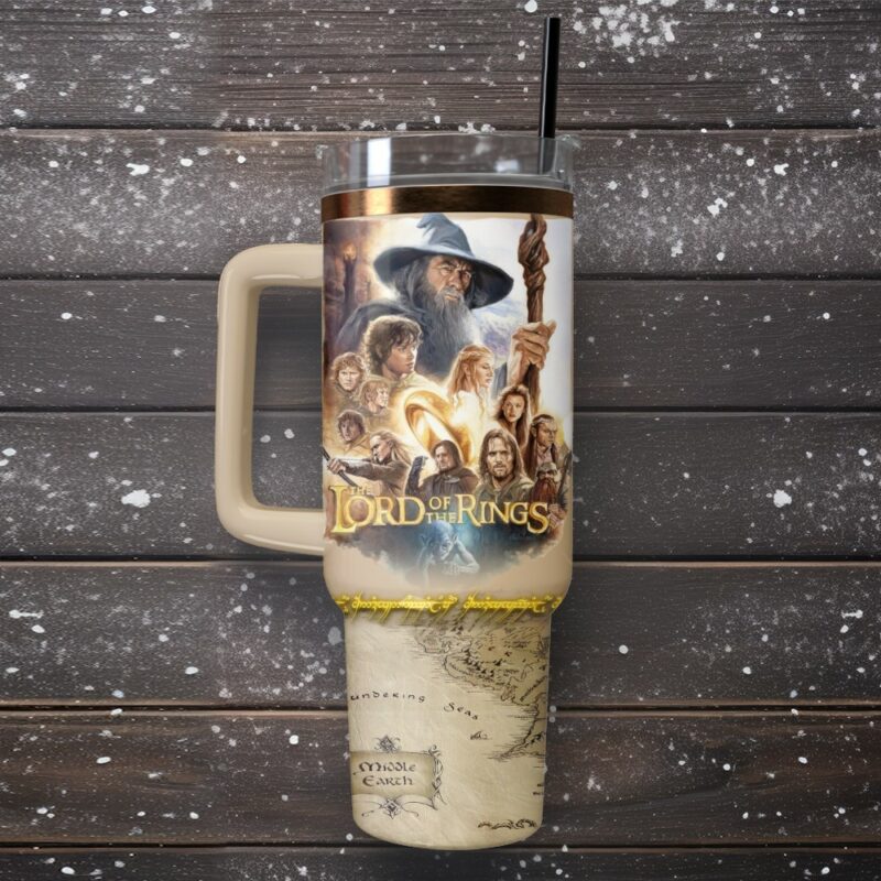 The Lord of the Rings Movies Custom Stanley Quencher 40oz Stainless Steel Tumbler With Handle - Threewoofs - Image 4