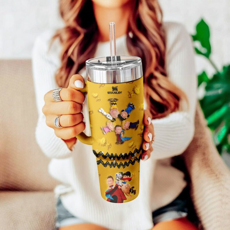 Snoopy Cartoon Custom Stanley Quencher 40oz Stainless Steel Tumbler With Handle - Threewoofs - Image 2