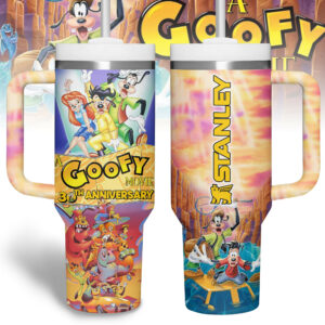 A Goofy Movie Cartoon Custom Stanley Quencher 40oz Stainless Steel Tumbler With Handle - Threewoofs