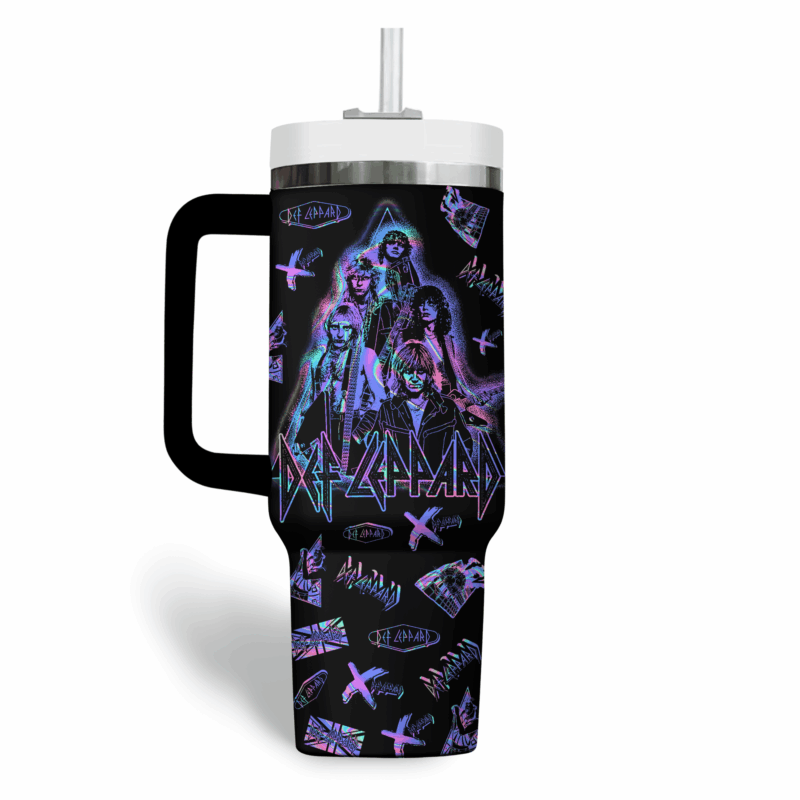 Def Leppard Music Custom Stanley Quencher 40oz Stainless Steel Tumbler With Handle - Threewoofs - Image 4