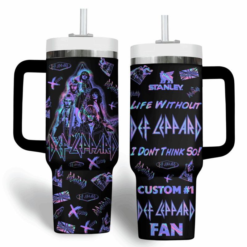 Def Leppard Music Custom Stanley Quencher 40oz Stainless Steel Tumbler With Handle - Threewoofs - Image 2