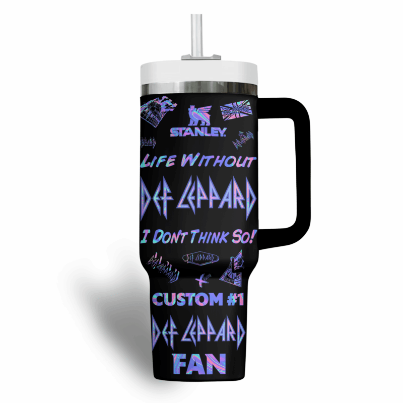 Def Leppard Music Custom Stanley Quencher 40oz Stainless Steel Tumbler With Handle - Threewoofs - Image 3