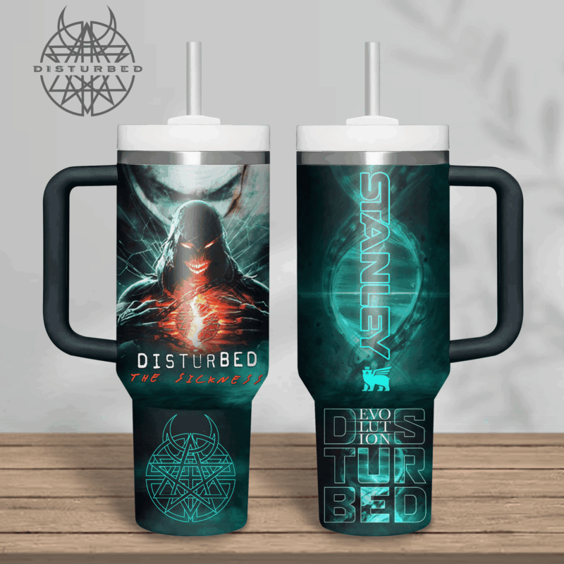 Disturbed Music Custom Stanley Quencher 40oz Stainless Steel Tumbler With Handle - Threewoofs - Image 2