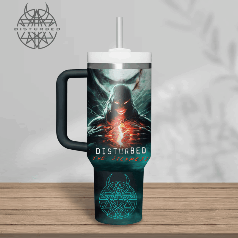 Disturbed Music Custom Stanley Quencher 40oz Stainless Steel Tumbler With Handle - Threewoofs - Image 3