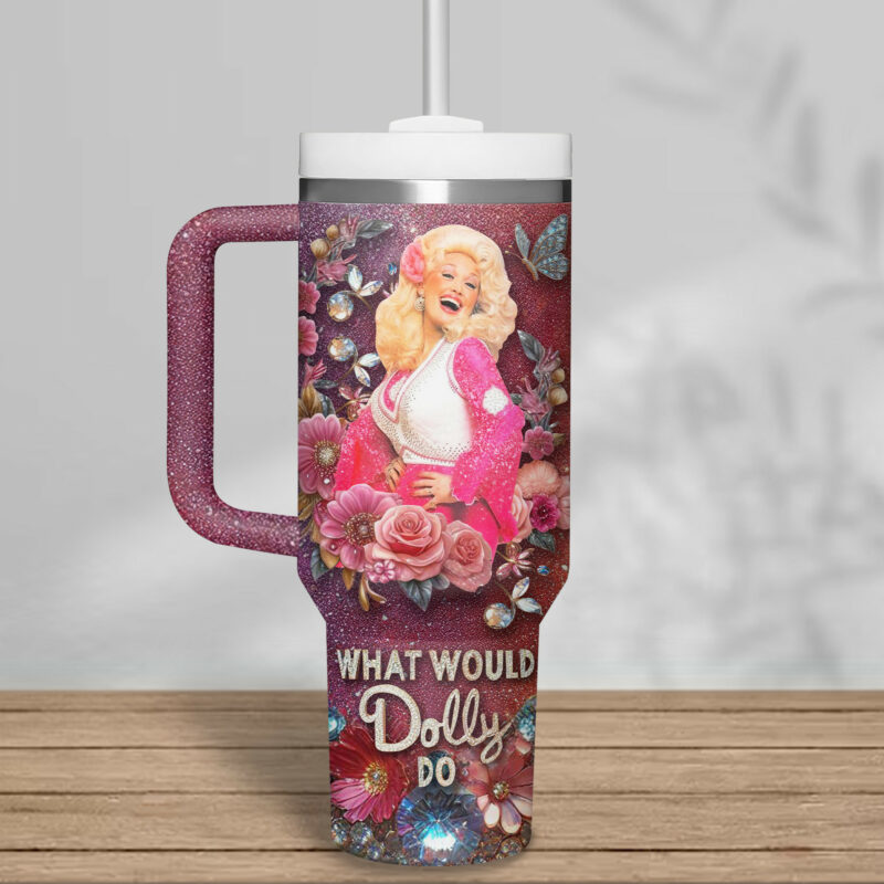 Dolly Parton Music Custom Stanley Quencher 40oz Stainless Steel Tumbler With Handle - Threewoofs - Image 3