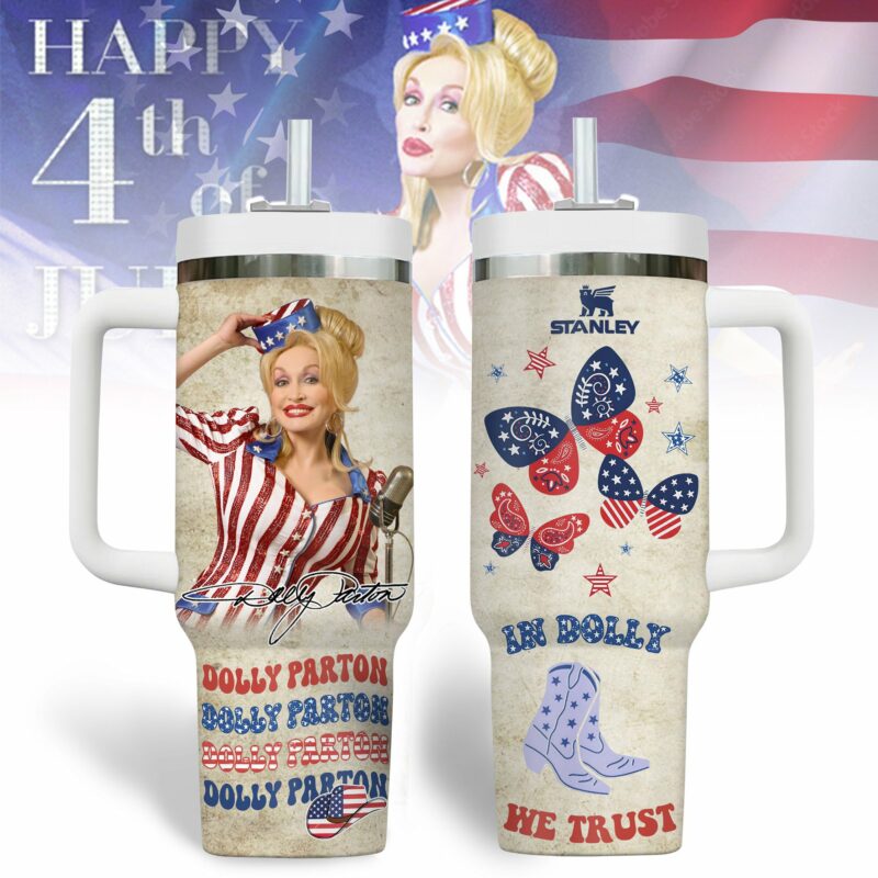 Dolly Parton Music Custom Stanley Quencher 40oz Stainless Steel Tumbler With Handle - Threewoofs