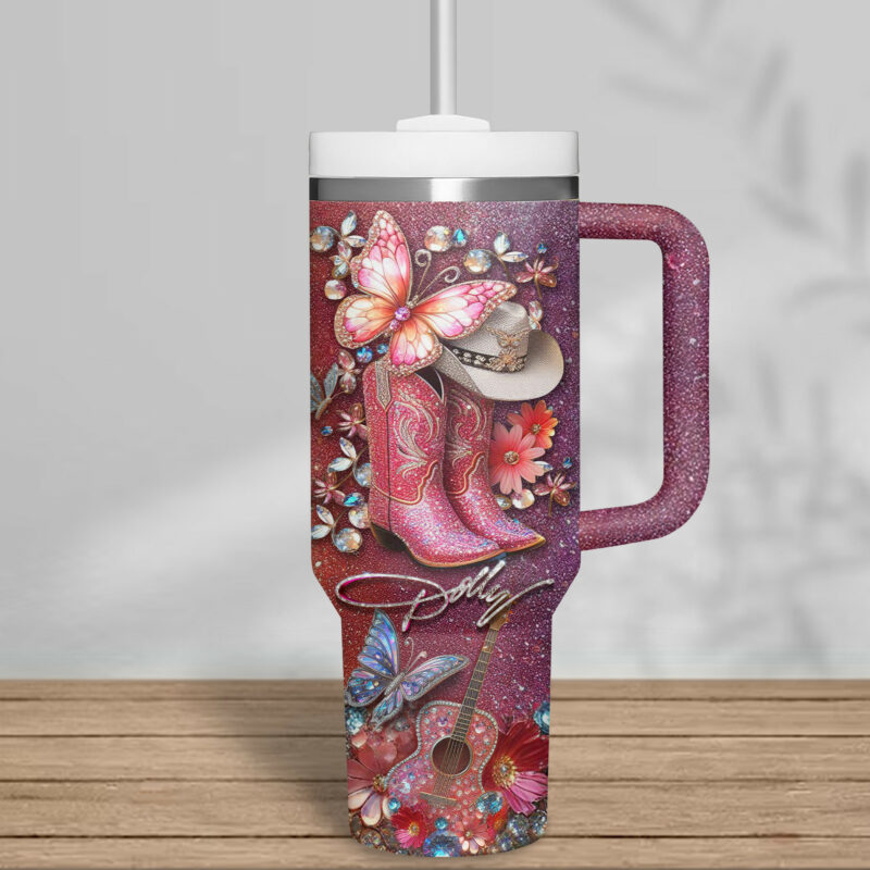 Dolly Parton Music Custom Stanley Quencher 40oz Stainless Steel Tumbler With Handle - Threewoofs - Image 4
