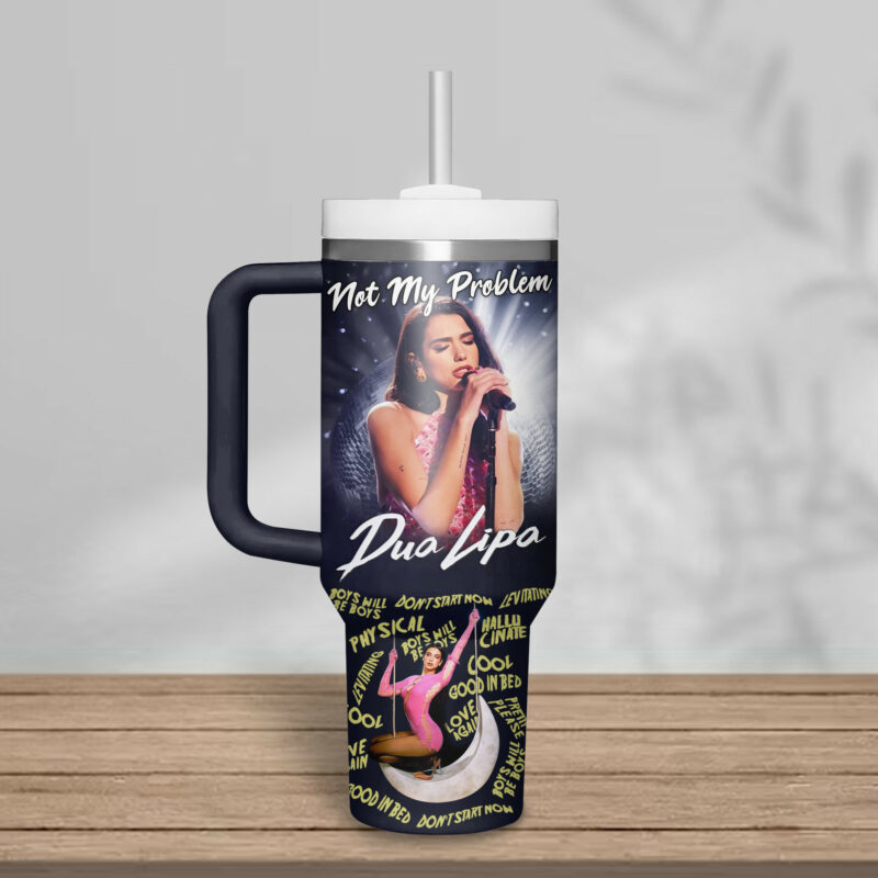 Dua Lipa Music Custom Stanley Quencher 40oz Stainless Steel Tumbler With Handle - Threewoofs - Image 4