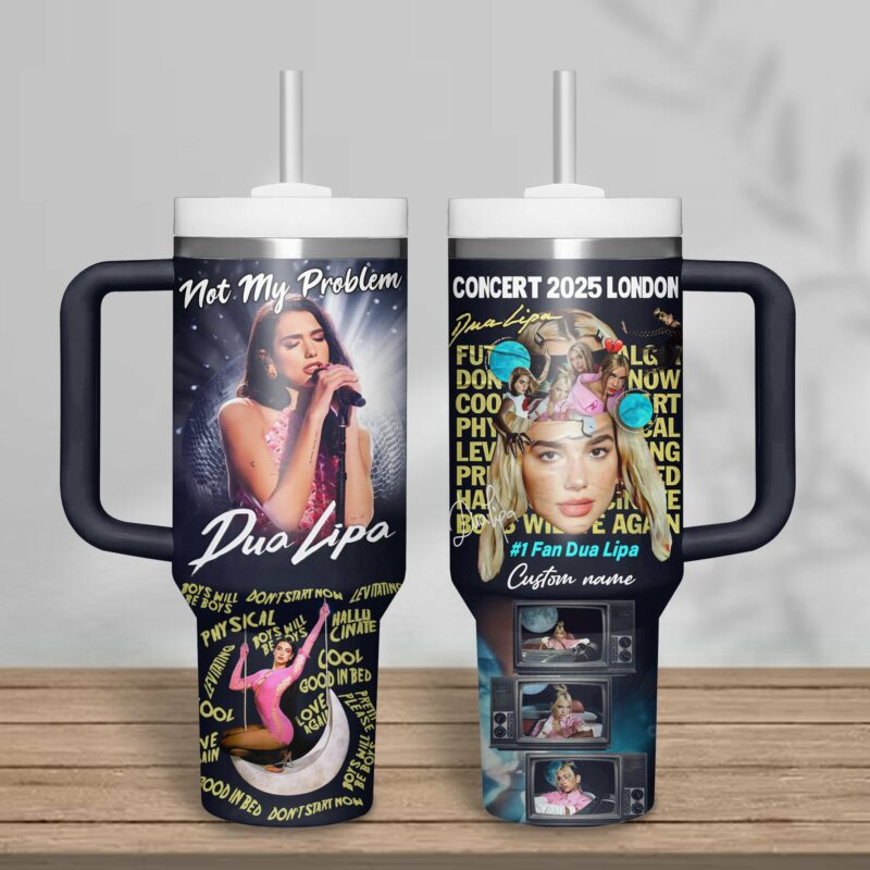 Dua Lipa Music Custom Stanley Quencher 40oz Stainless Steel Tumbler With Handle - Threewoofs - Image 2