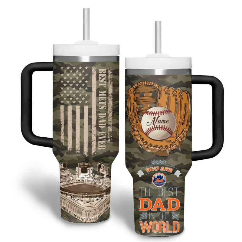 New York Mets MLB Custom Stanley Quencher 40oz Stainless Steel Tumbler With Handle - Threewoofs - Image 2