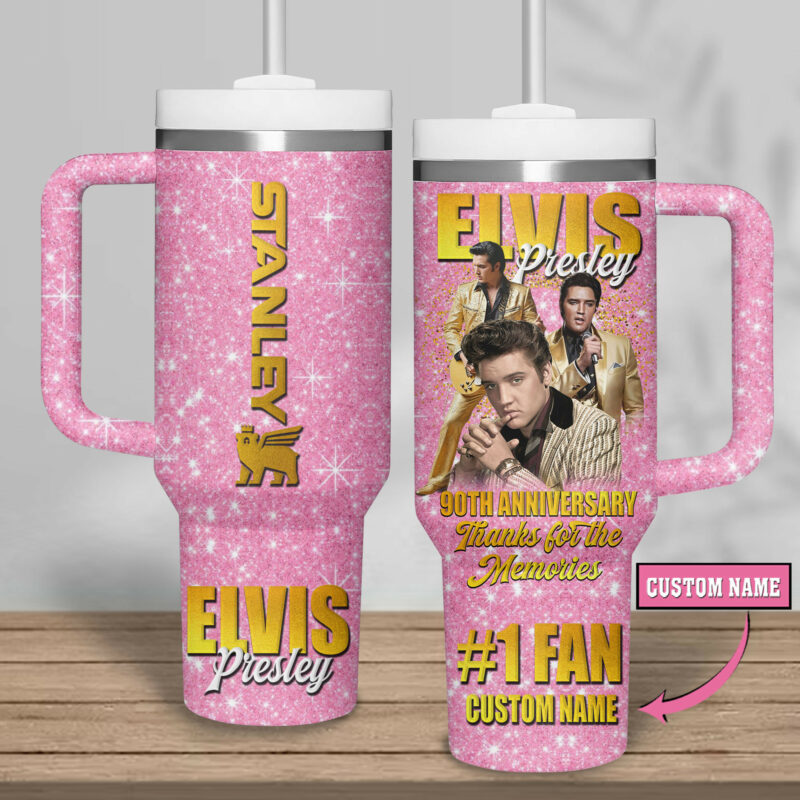 Elvis Presley Music Custom Stanley Quencher 40oz Stainless Steel Tumbler With Handle - Threewoofs - Image 2