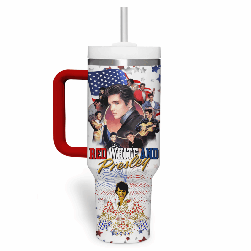 Elvis Presley Music Custom Stanley Quencher 40oz Stainless Steel Tumbler With Handle - Threewoofs - Image 4