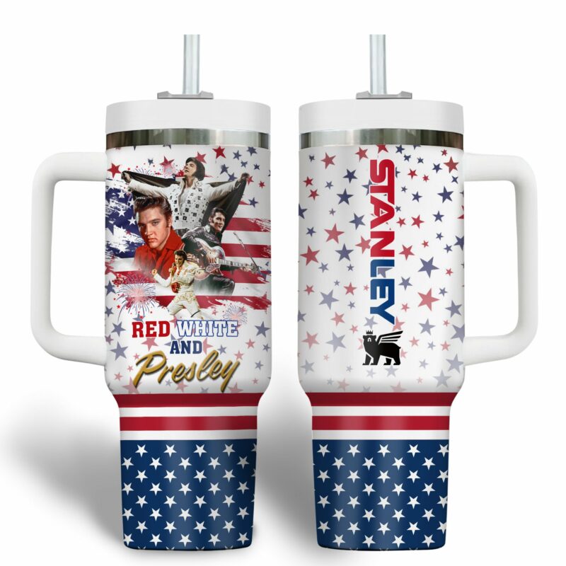 Elvis Presley Music Custom Stanley Quencher 40oz Stainless Steel Tumbler With Handle - Threewoofs - Image 2