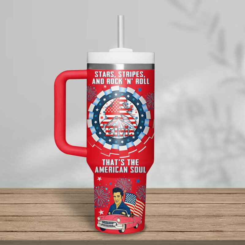 Elvis Presley Music Custom Stanley Quencher 40oz Stainless Steel Tumbler With Handle - Threewoofs - Image 2