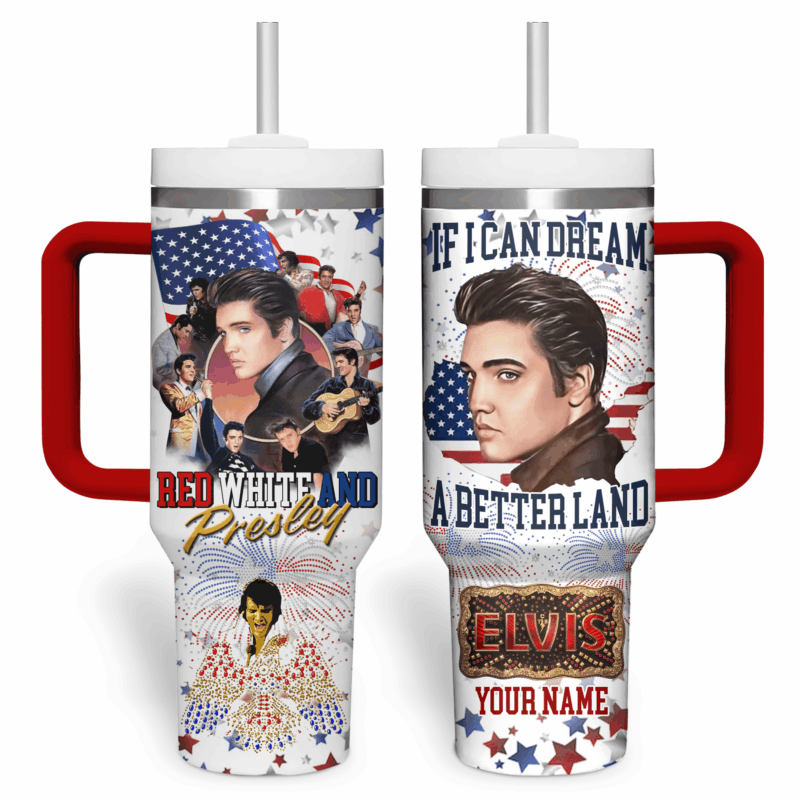 Elvis Presley Music Custom Stanley Quencher 40oz Stainless Steel Tumbler With Handle - Threewoofs - Image 2
