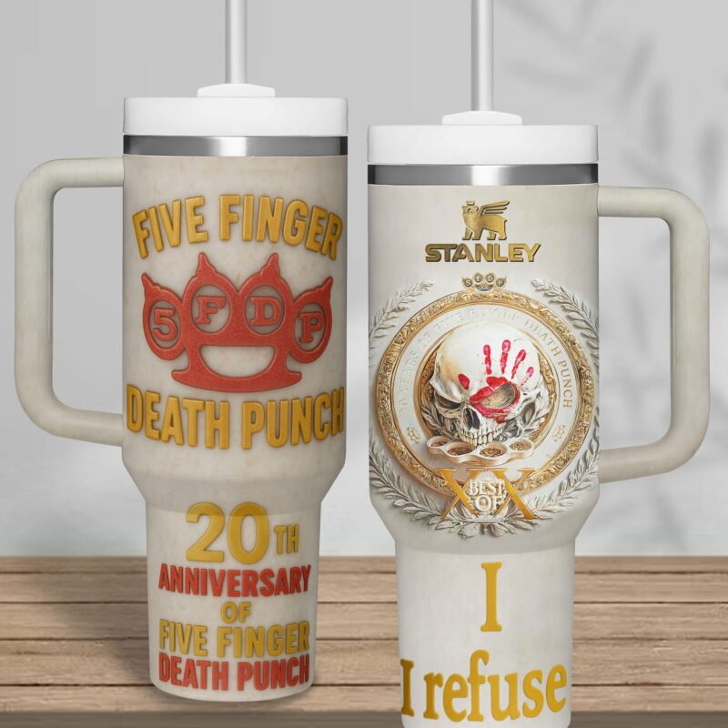 Five Finger Death Punch Music Custom Stanley Quencher 40oz Stainless Steel Tumbler With Handle - Threewoofs - Image 2