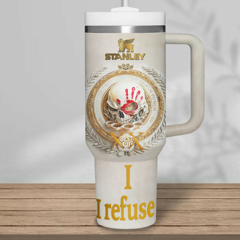 Five Finger Death Punch Music Custom Stanley Quencher 40oz Stainless Steel Tumbler With Handle - Threewoofs - Image 4