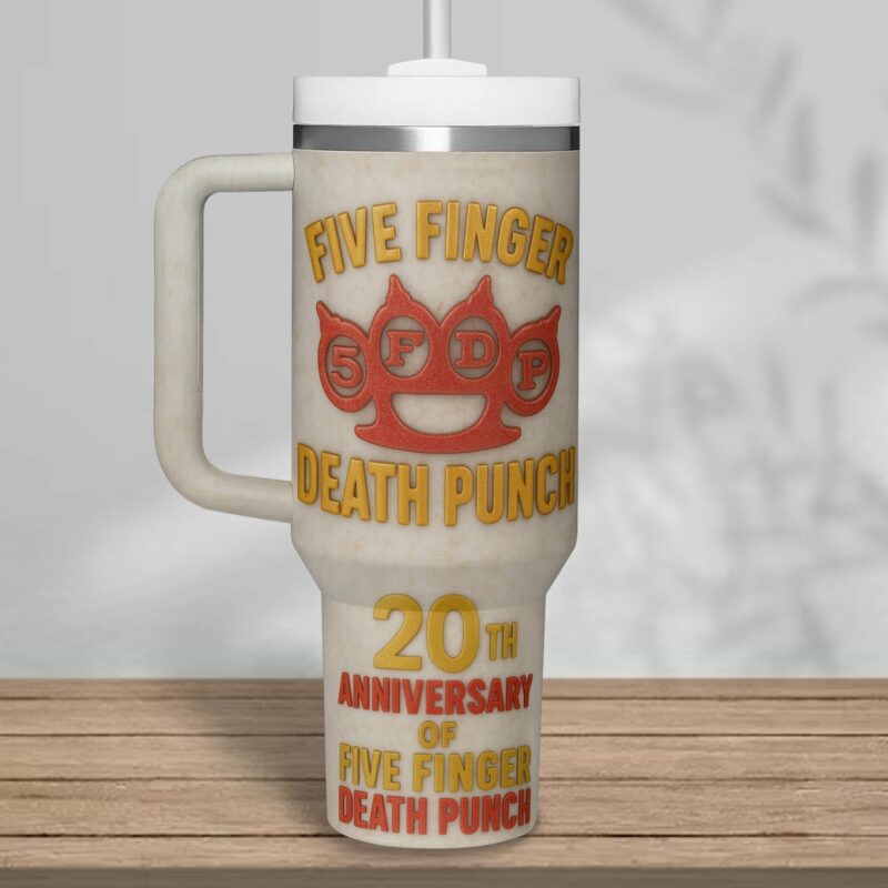 Five Finger Death Punch Music Custom Stanley Quencher 40oz Stainless Steel Tumbler With Handle - Threewoofs - Image 3