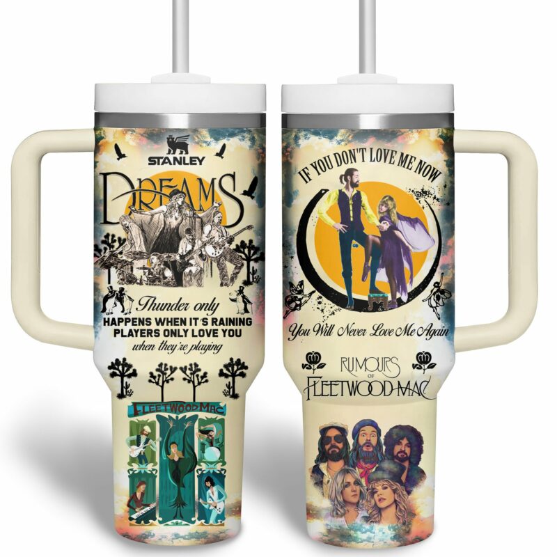 Fleetwood Mac Music Custom Stanley Quencher 40oz Stainless Steel Tumbler With Handle - Threewoofs - Image 3