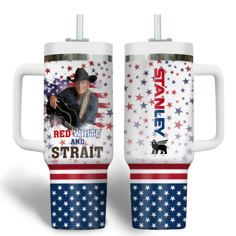 George Strait Music Custom Stanley Quencher 40oz Stainless Steel Tumbler With Handle - Threewoofs - Image 2