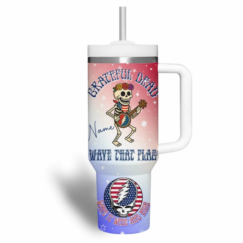 Grateful Dead Music Custom Stanley Quencher 40oz Stainless Steel Tumbler With Handle - Threewoofs - Image 4
