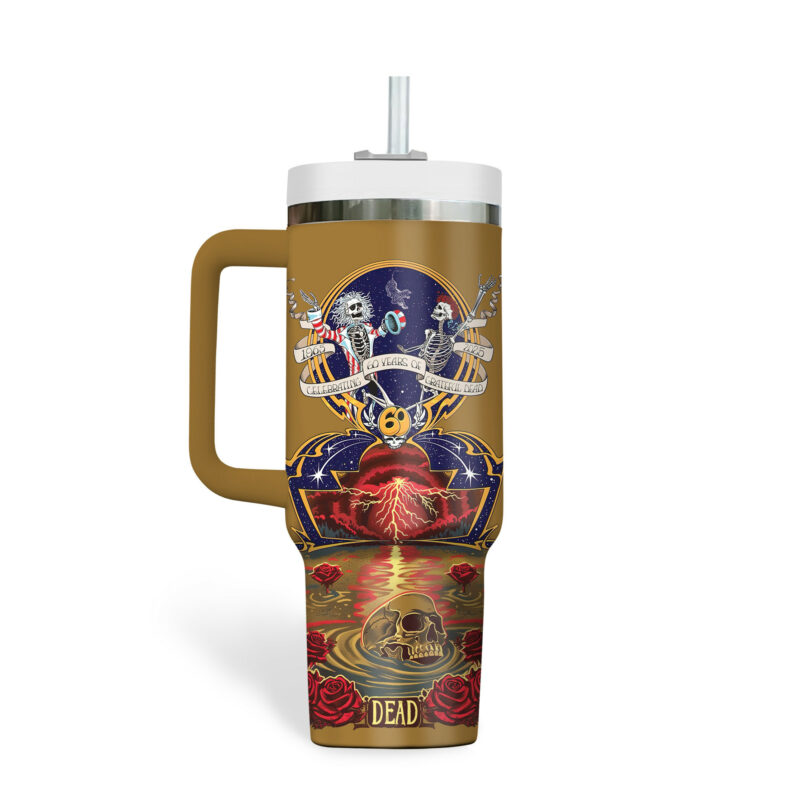 Grateful Dead Music Custom Stanley Quencher 40oz Stainless Steel Tumbler With Handle - Threewoofs - Image 3