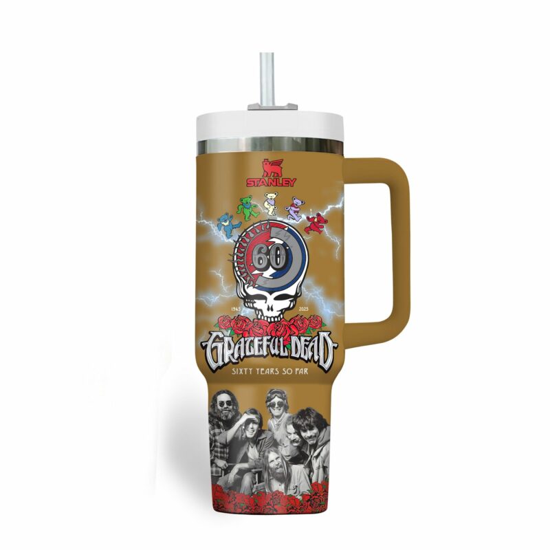 Grateful Dead Music Custom Stanley Quencher 40oz Stainless Steel Tumbler With Handle - Threewoofs - Image 2