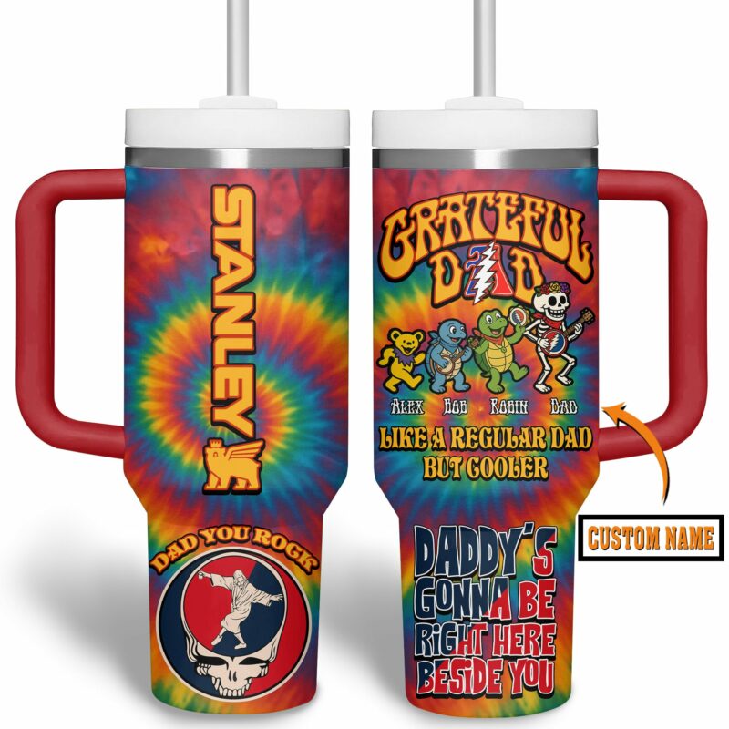 Grateful Dead Music Custom Stanley Quencher 40oz Stainless Steel Tumbler With Handle - Threewoofs - Image 3