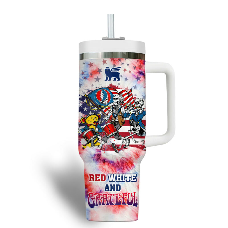 Grateful Dead Music Custom Stanley Quencher 40oz Stainless Steel Tumbler With Handle - Threewoofs - Image 4