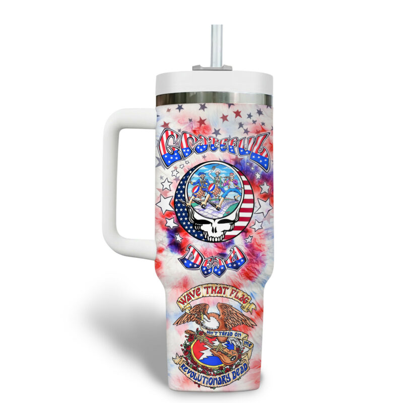 Grateful Dead Music Custom Stanley Quencher 40oz Stainless Steel Tumbler With Handle - Threewoofs - Image 3