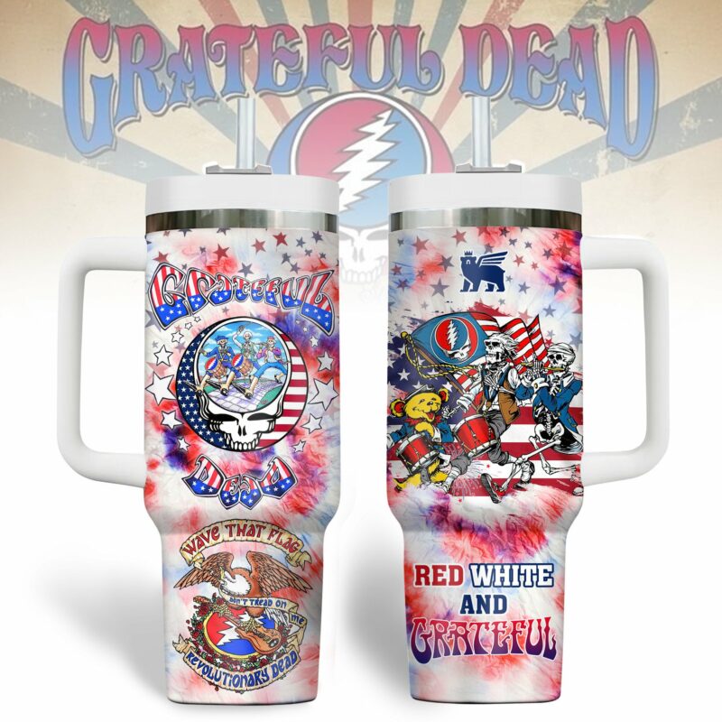 Grateful Dead Music Custom Stanley Quencher 40oz Stainless Steel Tumbler With Handle - Threewoofs