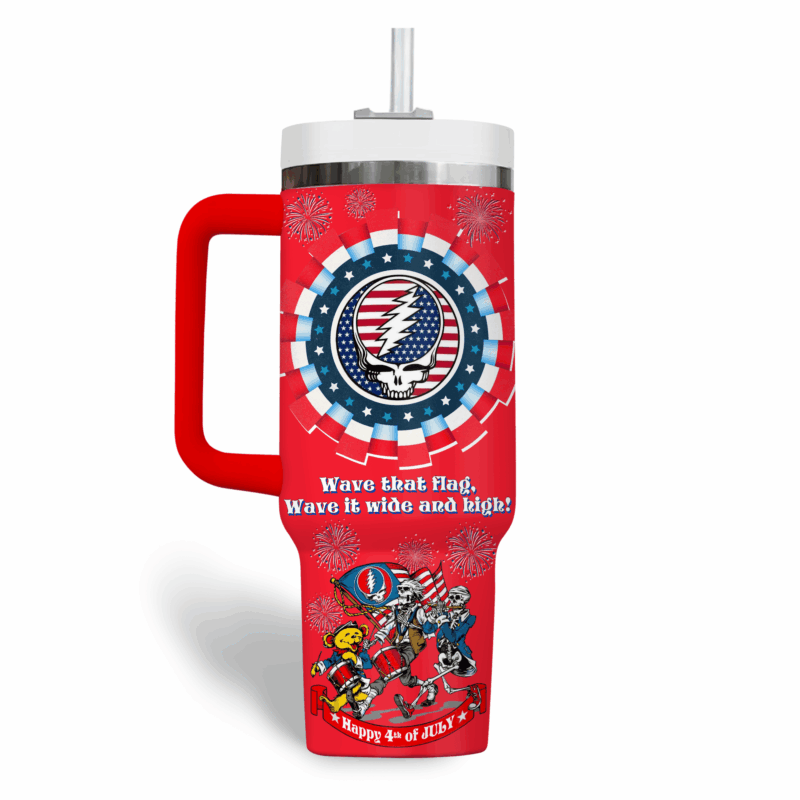 Grateful Dead Music Custom Stanley Quencher 40oz Stainless Steel Tumbler With Handle - Threewoofs - Image 2