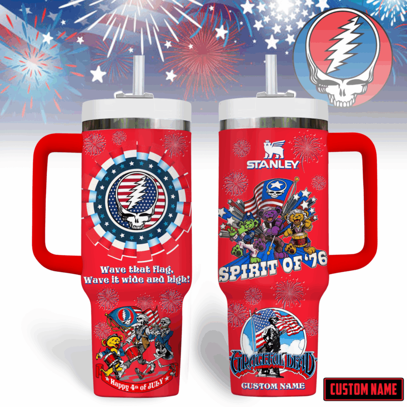Grateful Dead Music Custom Stanley Quencher 40oz Stainless Steel Tumbler With Handle - Threewoofs