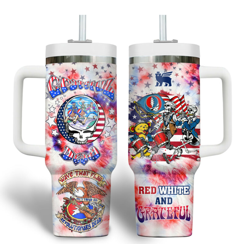 Grateful Dead Music Custom Stanley Quencher 40oz Stainless Steel Tumbler With Handle - Threewoofs - Image 2